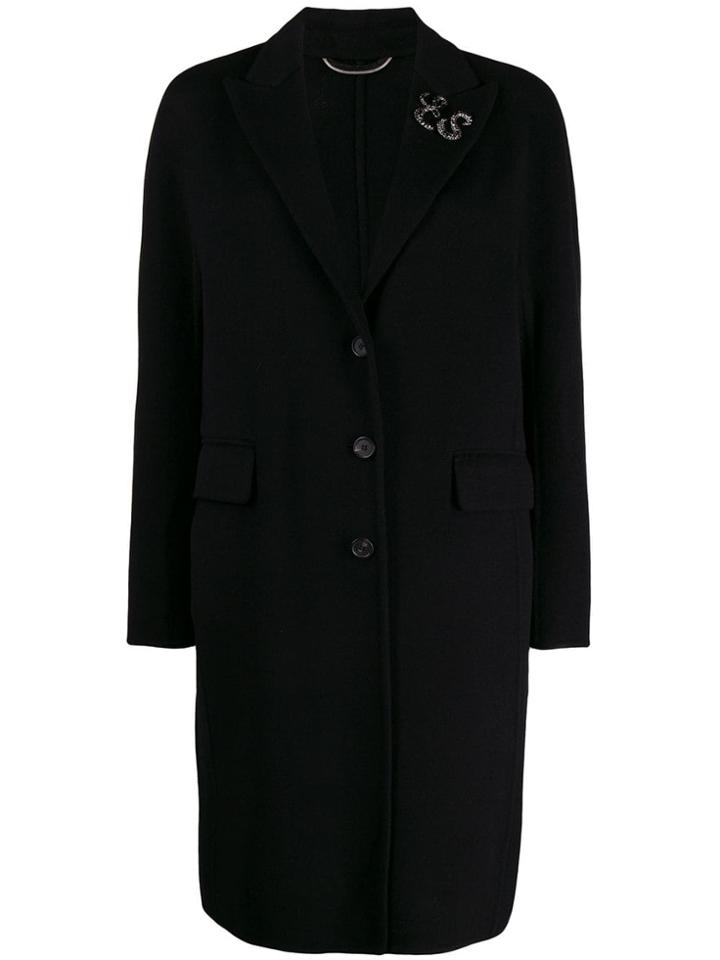 Ermanno Scervino Monogram Buttoned Coat - Black