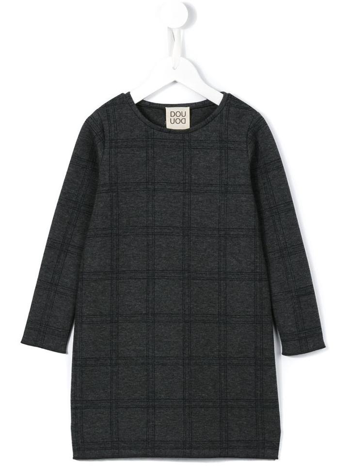 Douuod Kids Checked Dress, Girl's, Size: 8 Yrs, Grey