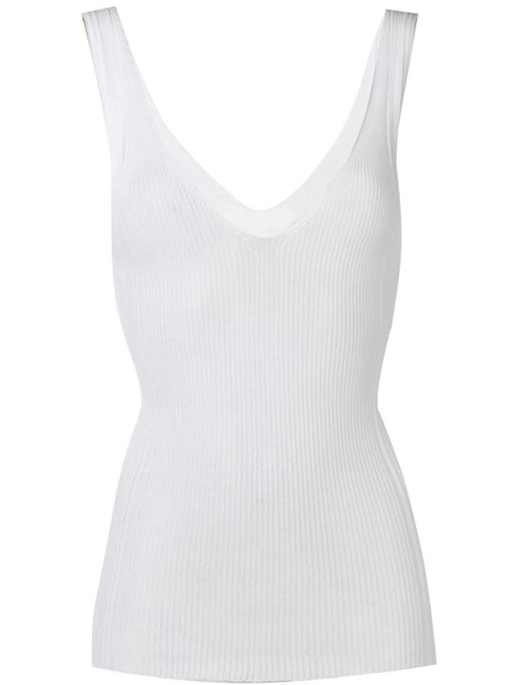 Isabel Benenato Fitted Knit Tank Top - White