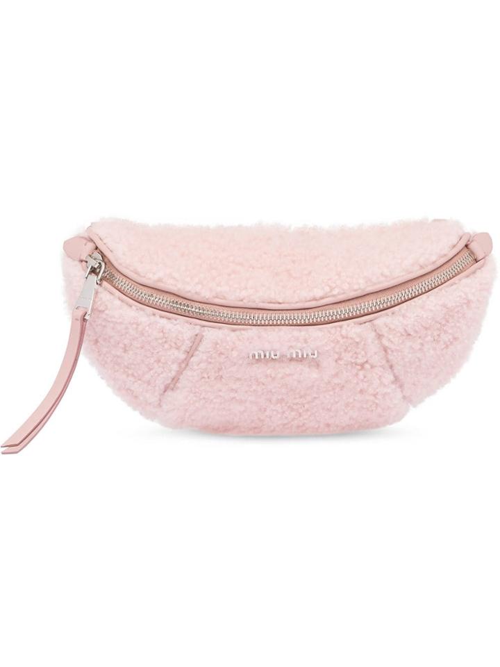 Miu Miu Shearling Belt Bag - Pink
