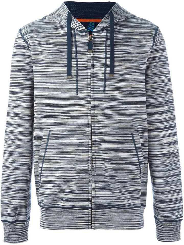 Missoni Striped Zipped Hoodie, Men's, Size: Medium, Nude/neutrals, Cotton