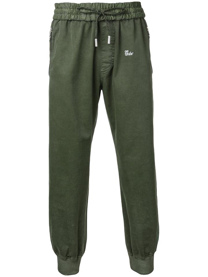 Off-white Logo Drawstring Track Pants - Green