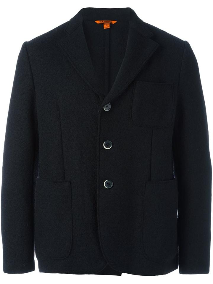 Barena Notched Lapel Blazer, Men's, Size: 52, Black, Cotton/viscose/virgin Wool