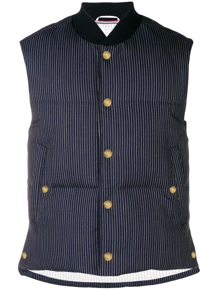 Thom Browne Narrow Pinstripe Down Vest - Blue