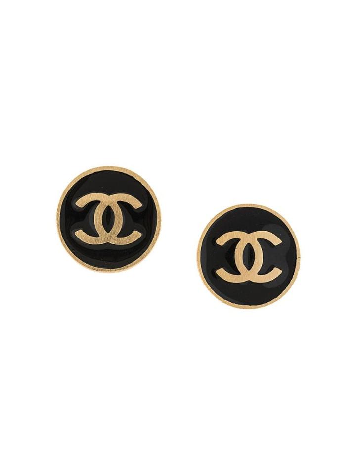 Chanel Pre-owned 2001 Logo Button Earrings - Gold