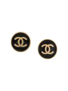 Chanel Pre-owned 2001 Logo Button Earrings - Gold