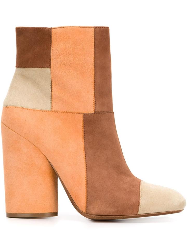 Derek Lam 10 Crosby Patchwork Block Heel Boots - Brown