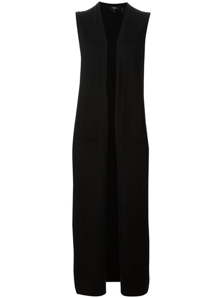 Theory Long Sleeveless Cardi-coat - Black