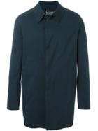 Herno Angled Front Pocket Coat, Men's, Size: 54, Blue, Polyamide