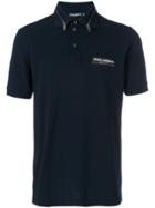 Dolce & Gabbana Front Printed Polo Shirt - Blue