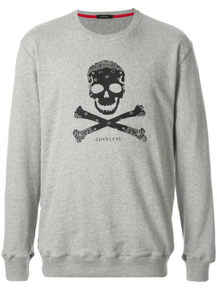 Loveless Skull And Crossbones Sweatshirt - Grey