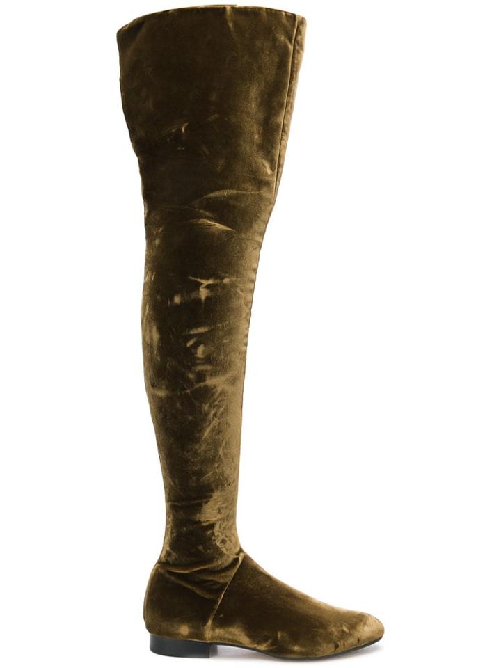 Alberta Ferretti Velvet Over The Knee Boots - Brown