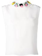 Blotter Embroidered Sleeveless Top - Women - Silk/glass - 38, White, Silk/glass, Olympia Le-tan