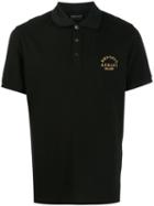 Emporio Armani Embroidered Detail Polo Shirt - Black