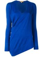 Fay - Long Sleeved Knitted Top - Women - Wool/silk - M, Blue, Wool/silk