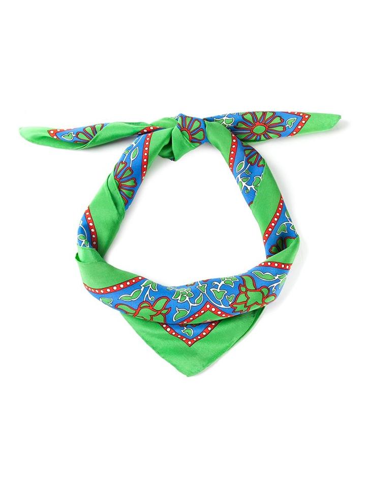Yves Saint Laurent Vintage Floral Print Scarf, Women's, Green