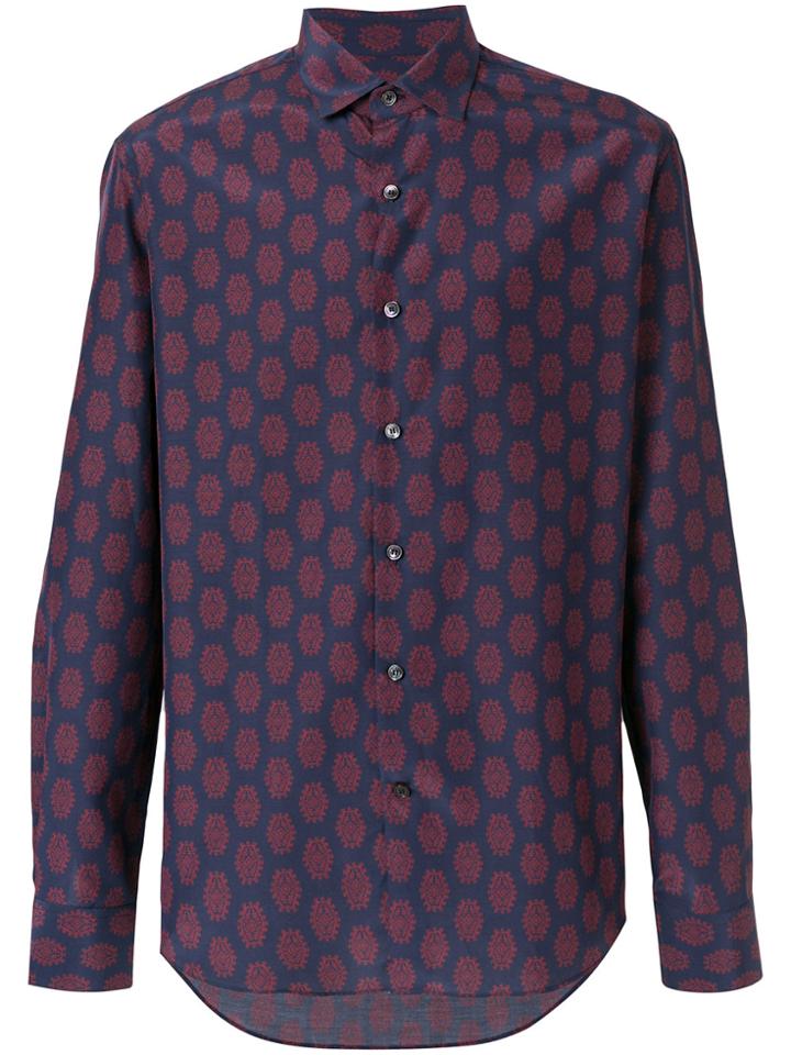 Salvatore Ferragamo Patterned Slim Fit Shirt - Blue