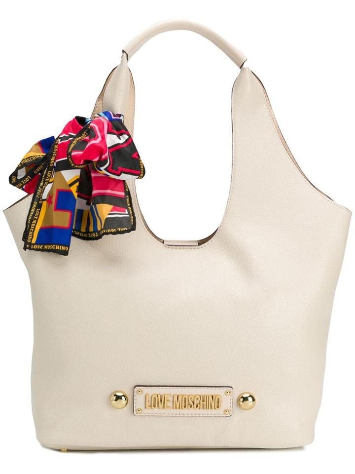 Love Moschino Logo Plaque Tote - Neutrals