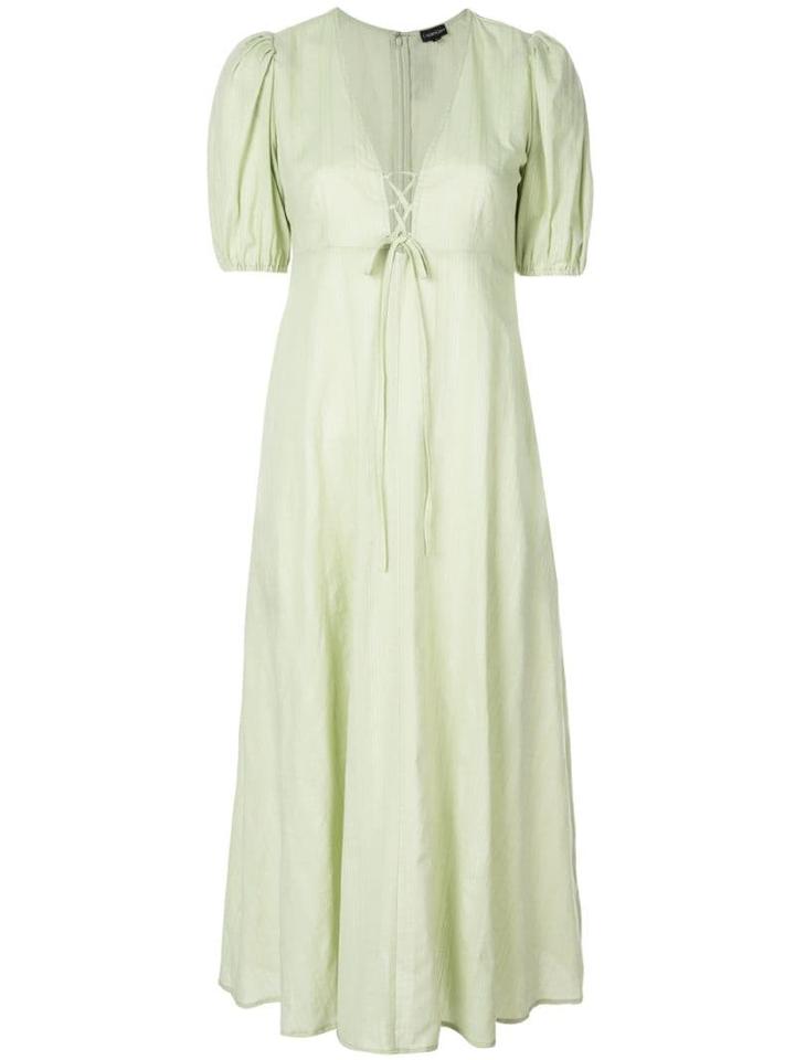 Callipygian Lace-up Maxi Dress - Green