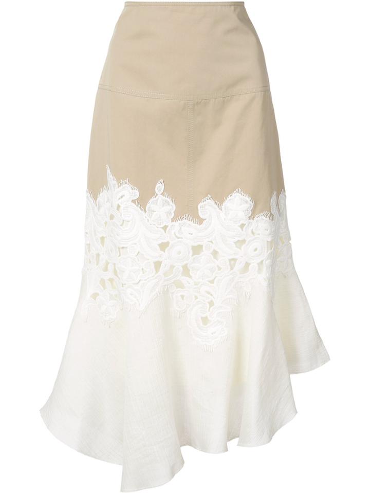 Derek Lam Contrast Lace Skirt - Nude & Neutrals