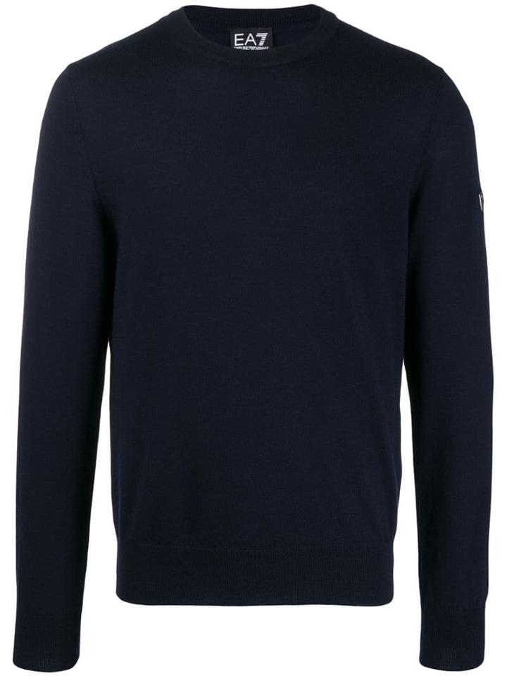 Ea7 Emporio Armani Logo Knitted Sweatshirt - Blue