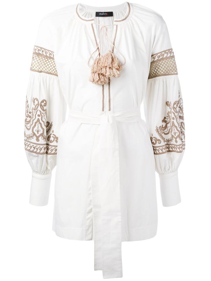 Wandering - Tassel Billow Sleeve Dress - Women - Cotton - 42, Nude/neutrals, Cotton