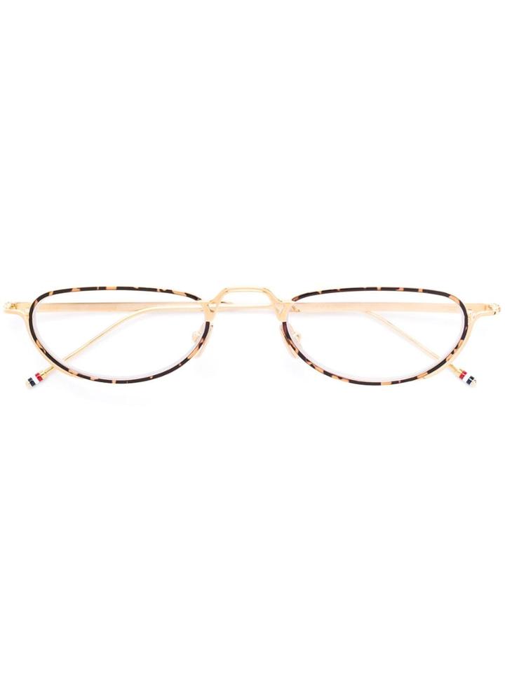 Thom Browne Eyewear Tortoiseshell Detail Glasses - Gold