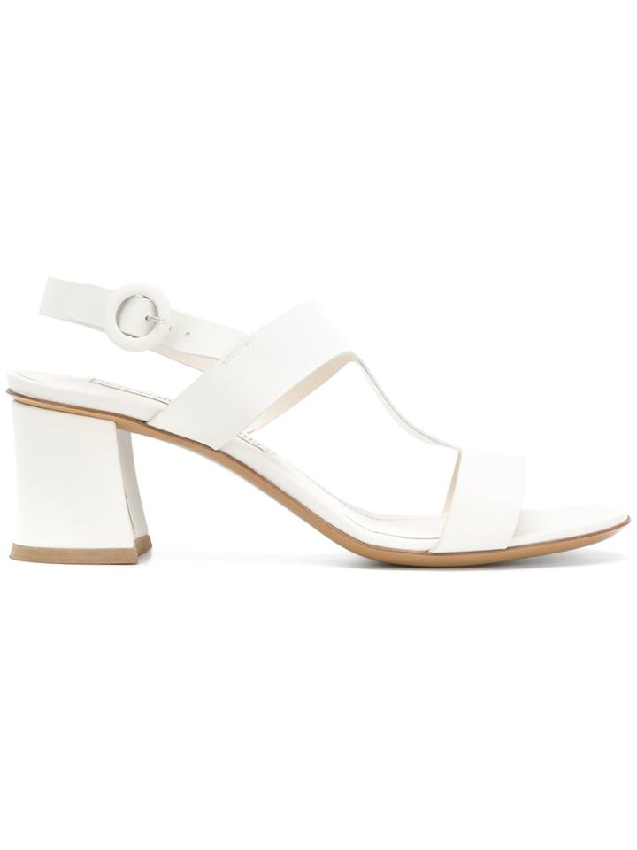 Vittorio Virgili T-bar Block Heel Sandals - White