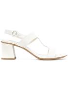 Vittorio Virgili T-bar Block Heel Sandals - White