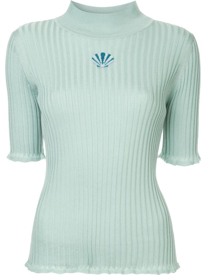 Tu Es Mon Trésor Shell Mock Neck Sweater - Blue