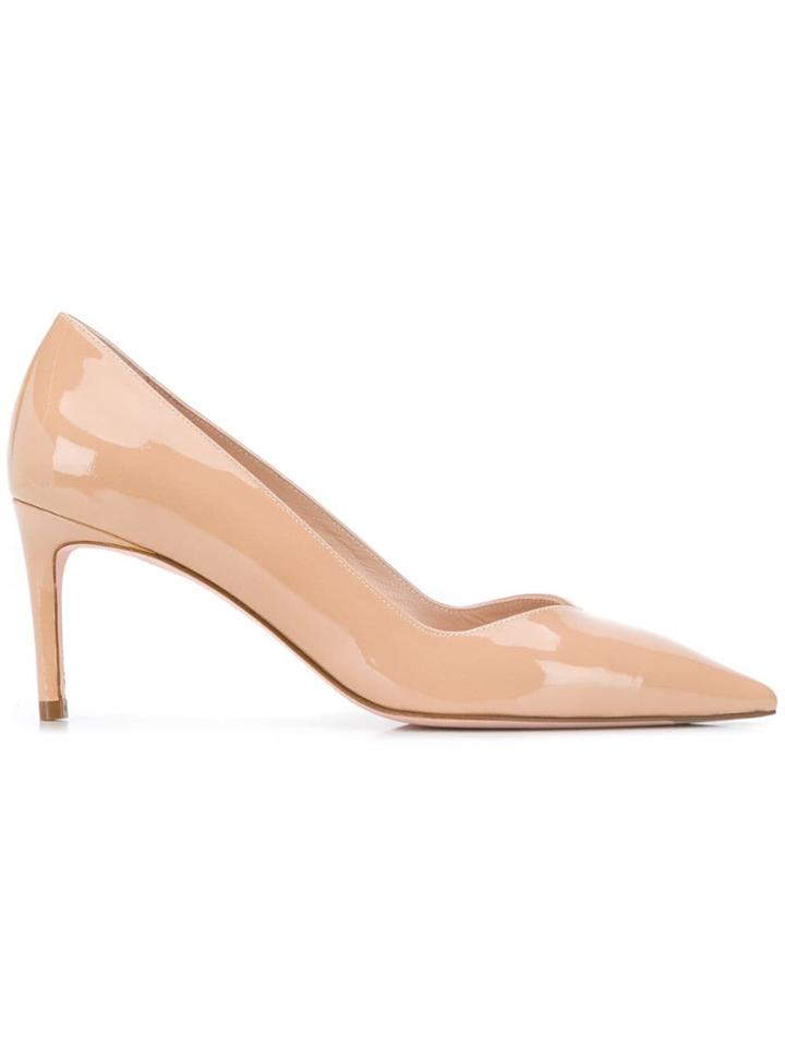 Stuart Weitzman Patent Mid-heel Pumps - Neutrals