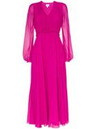 Giambattista Valli Gathered Silk Midi-dress - Pink