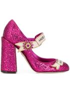 Dolce & Gabbana Slogan Embellished Pumps - Pink & Purple