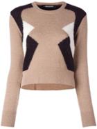 Neil Barrett Geometric Colour Block Jumper, Women's, Size: Large, Nude/neutrals, Nylon/alpaca