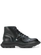 Alexander Mcqueen Stitched Chunky Ankle Boots - Black