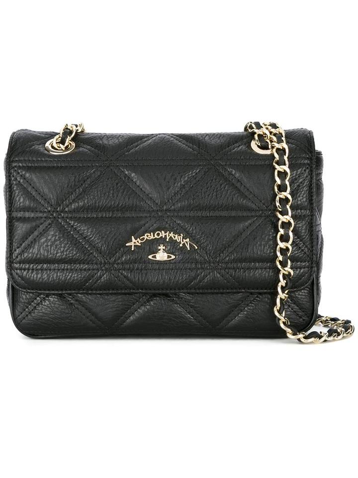 Vivienne Westwood Anglomania Double Chain Shoulder Bag, Black, Polyurethane