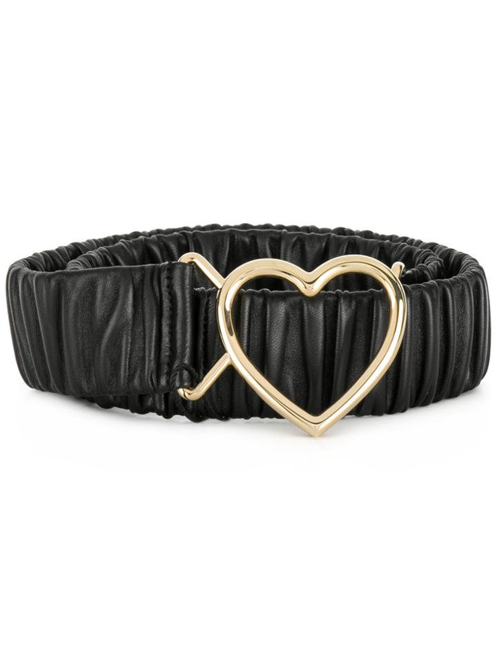 Dolce & Gabbana Heart Buckle Ruched Belt - Black