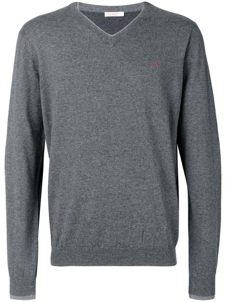 Sun 68 V-neck Pullover - Grey