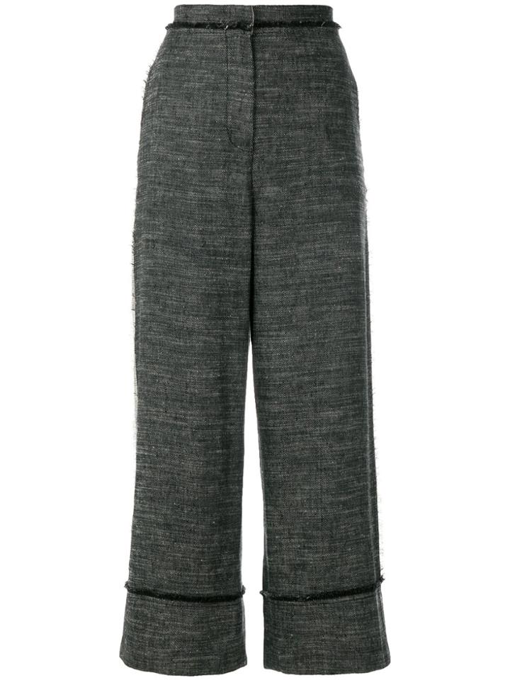 Pringle Of Scotland Turn Up Wide Leg Trousers - Black
