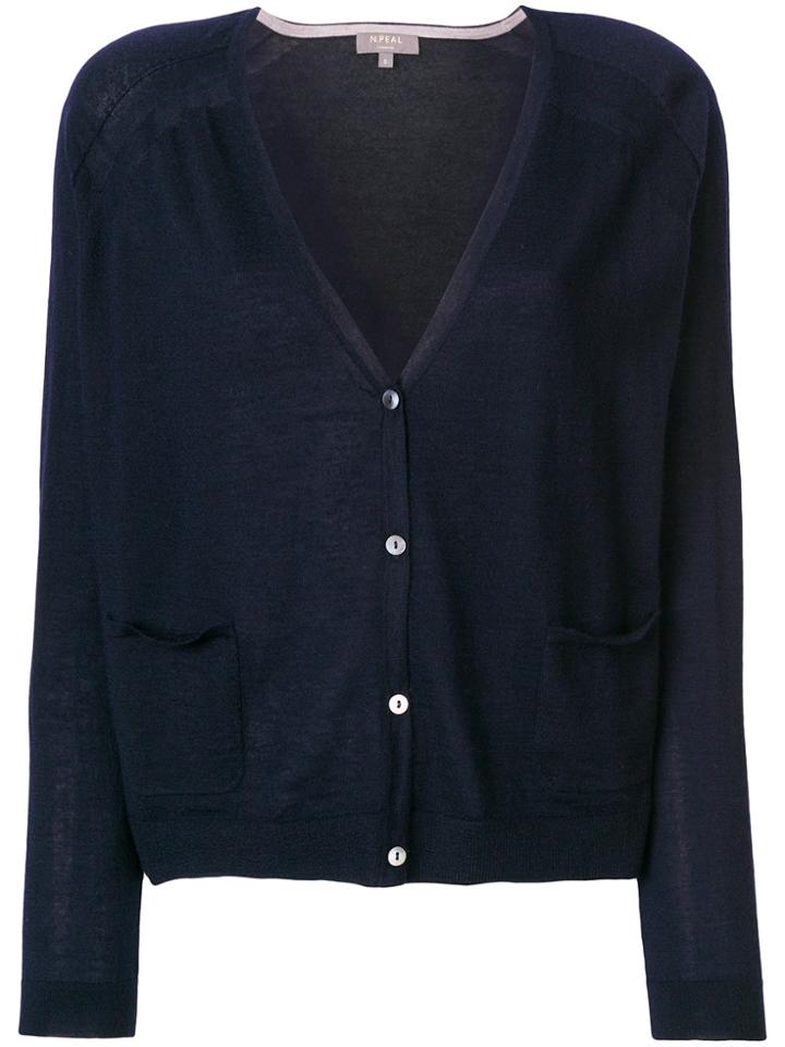 N.peal Cashmere Patch Pockets Cardigan - Blue