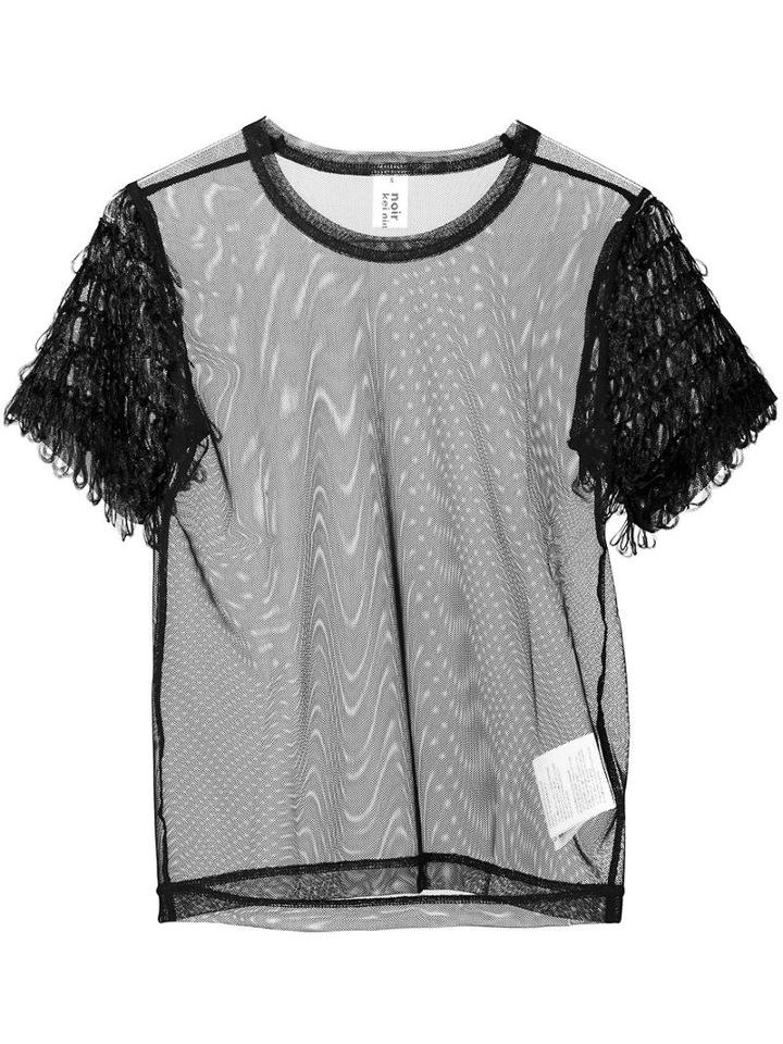 Comme Des Garçons Noir Kei Ninomiya Loop Fringe Sheer T-shirt, Women's, Size: Xs, Black, Polyester