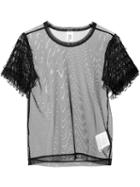Comme Des Garçons Noir Kei Ninomiya Loop Fringe Sheer T-shirt, Women's, Size: Xs, Black, Polyester