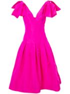 Oscar De La Renta V-neck Cocktail Dress - Pink & Purple