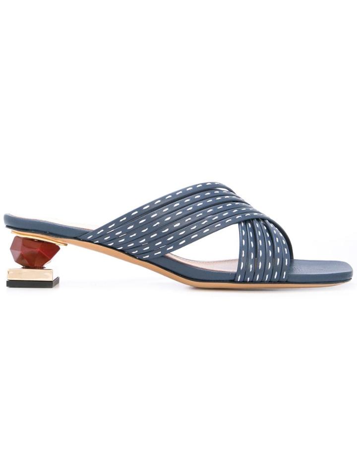 Jacquemus Foldover Strap Mules - Grey