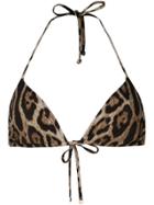 Dolce & Gabbana Leopard Print Triangle Bikini Top - Brown