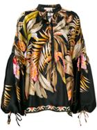 Black Coral Oversized Print Blouse