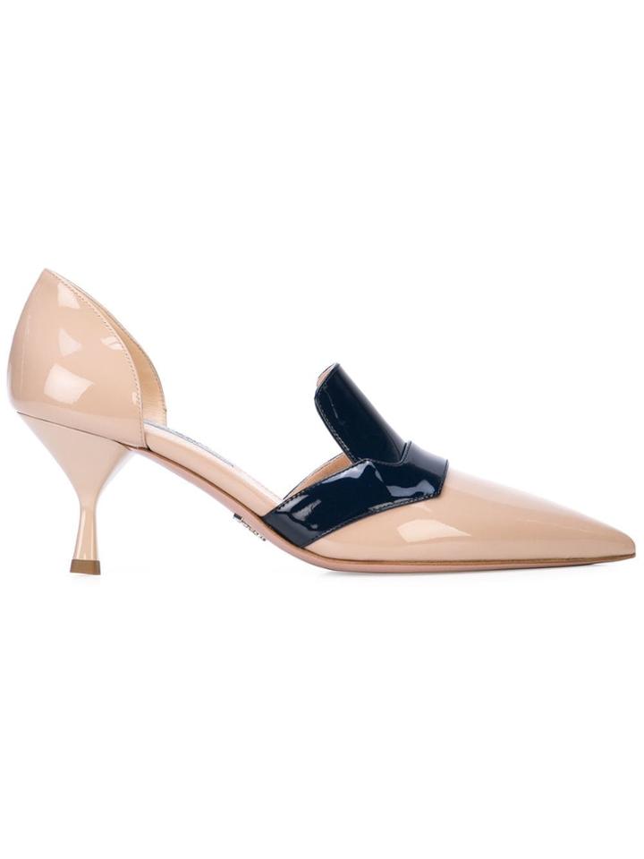 Prada Two-tone Kitten Heel Pumps - Neutrals