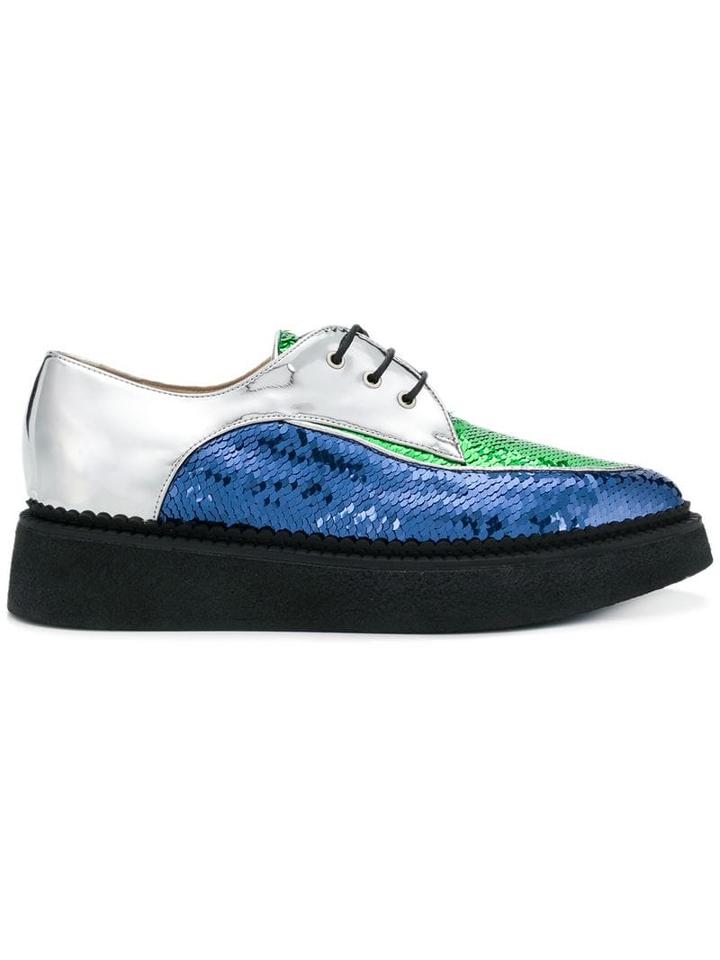 Nº21 Sequin Lace-up Shoes - Blue