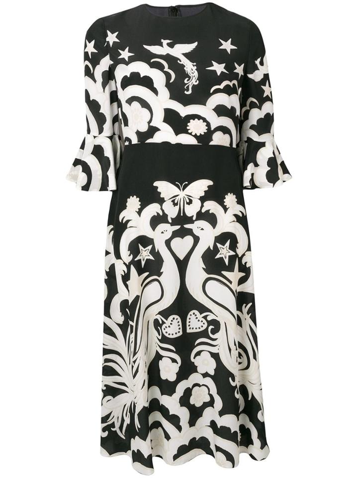 Valentino Phoenix Print Dress - Black