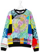 Young Versace Teen Patchwork Print Sweatshirt - Blue